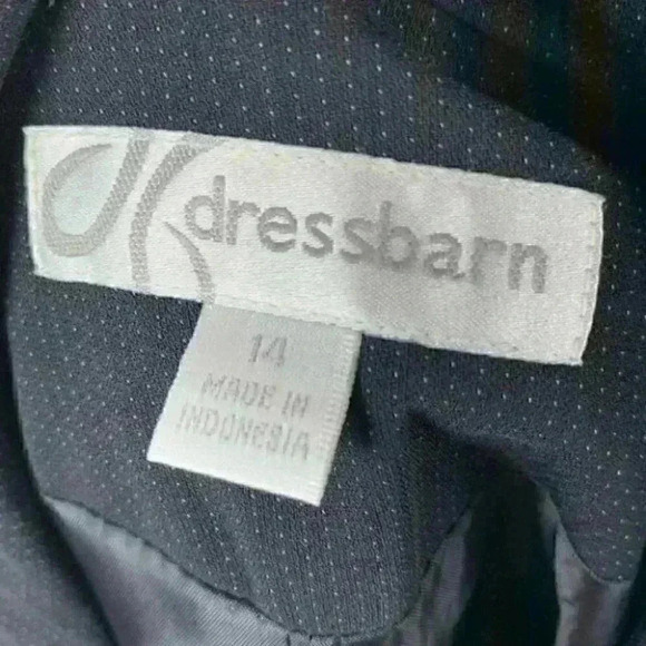 Dress barn blazer size 14 black with blue pindot two button jacket with pockets - Picture 10 of 14